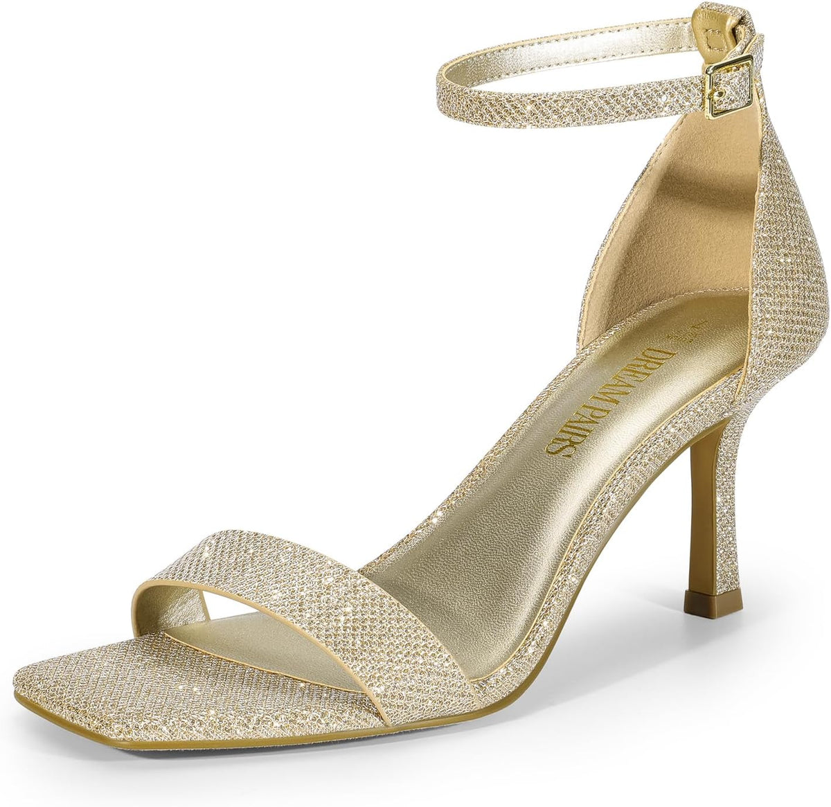 DREAM PAIRS Women's High Stilettos Open Square Toe Ankle Strap Heels Sexy Fashion Comfort Dress Shoes Wedding Bridal Pumps Heeled Sandals MegaBDM