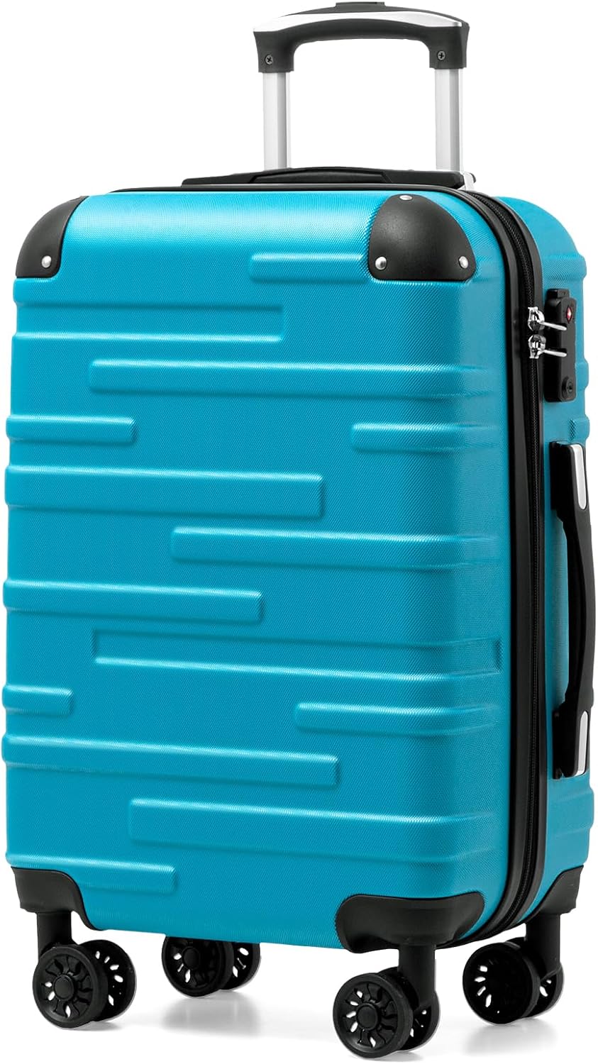 COOLIFE Hard Shell Suitcase with TSA Lock and 4 Spinner Wheels Lightweight Durable (Turquoise Green, S(56cm 38L)) MegaBDM