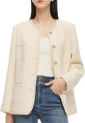 GOELIA Tweed Blazers for Women Work Business Casual, Knit Blazer Cropped Jacket for Women MegaBDM