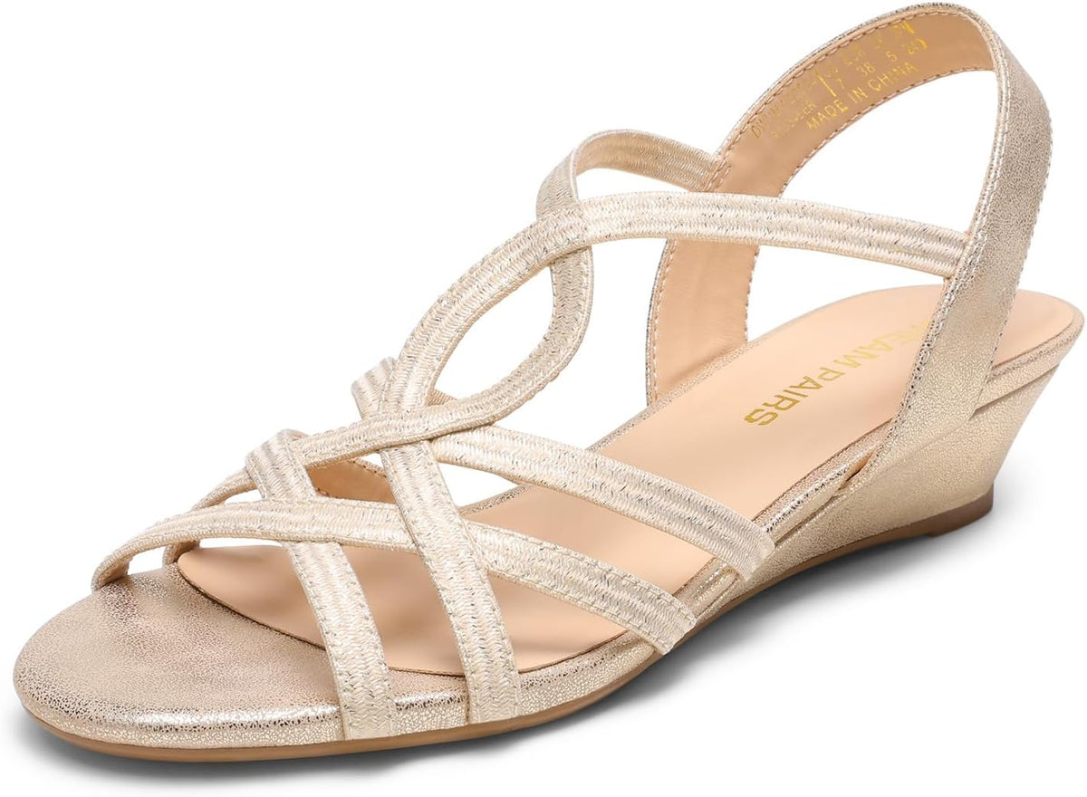 DREAM PAIRS Womens Open Toe Espadrilles Elegant Slip On Platform Sandals Elastic Ankle Strap Wedge Sandals MegaBDM