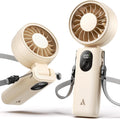 Aecooly Mighty Handheld Portable Fan,USB Rechargeable Mini Personal,5 Speeds Wind,20H Max Cooling,3 Flexible Modes Foldable Fan with Battery Level LED Display, Travel Essentials,Gifts for Women-Beige MegaBDM