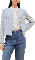 GOELIA Wool Blend Tweed Blazers for Women Business Casual Knit Blazer Cropped Jacket for Women MegaBDM