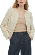 GOELIA Tweed Blazers for Women Work Business Casual, Knit Blazer Cropped Jacket for Women MegaBDM