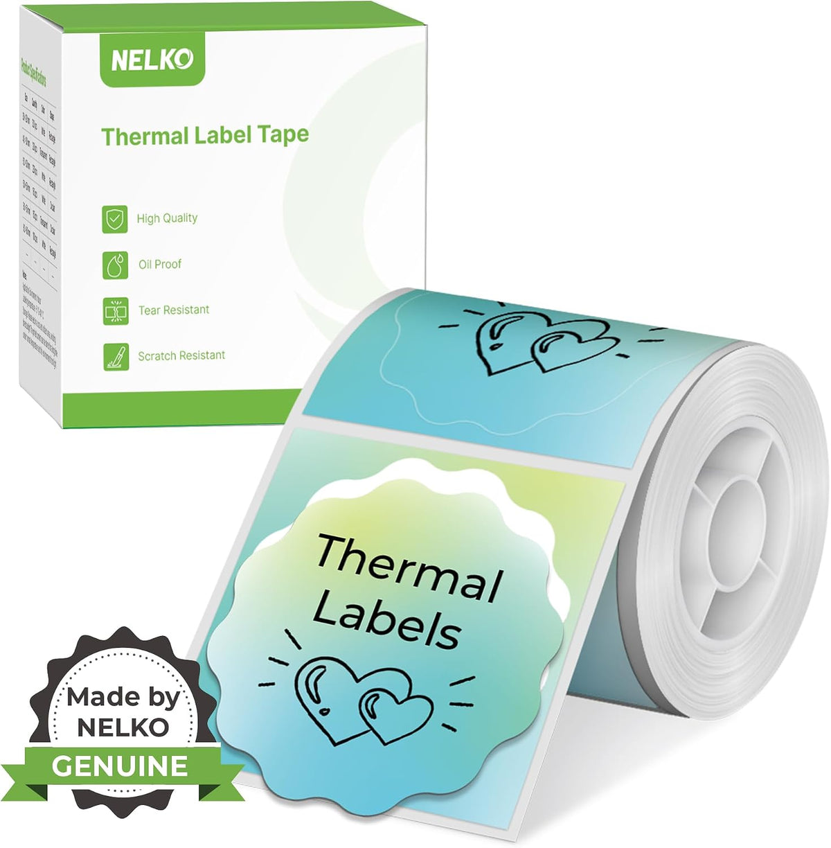 Thermal Labels for Nelko PM220 Label Maker, 2 inch (50mm) Round Thermal Sticker, Waterproof, Multi-Purpose Label Tape, 1 Roll of 150 Self-Adhesive Thermal Paper (Blue Green Gradient) MegaBDM