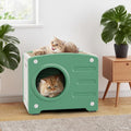 DWVO 2-Tier Cat House, Bunk Cat Bed with Scratch Board, Spacious Cat Cave for Multiple Cats, Weatherproof, Indoor Outdoor Use, Heavy Duty Sturdy Holds 200lbs, Easy Assembly Birthday Gift MegaBDM