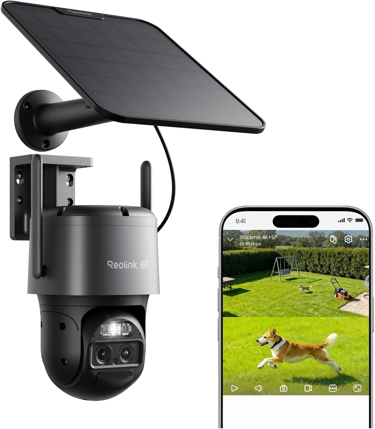 Reolink TrackMix PTZ Solar Security Camera Outdoor Wireless, 4K Dual Lens WiFi Camera with Auto Tracking & Auto Zoom, 30m Color Night Vision, AI Detection, 2-Way Audio, IP66 Waterproof, Solar Powered MegaBDM