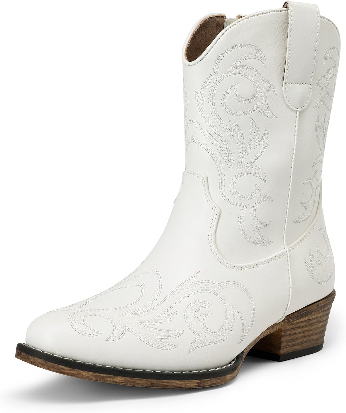 DREAM PAIRS Women's Cowboy Cowgirl Western Boots Embroidered Stitched Ankle Boots Square Toe Chunky Heel Fashion Short Booties with Zipper MegaBDM