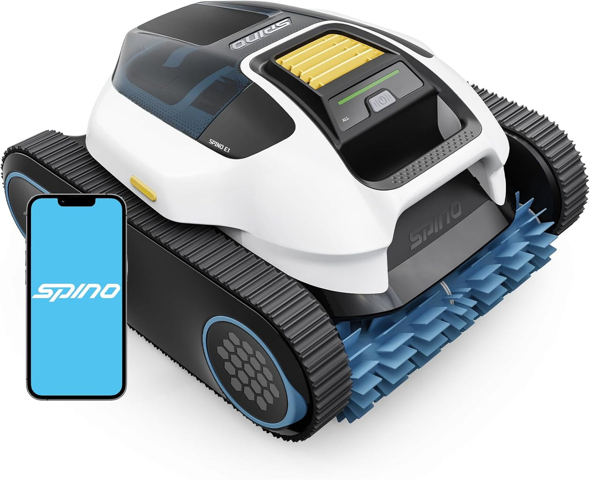 Spino E1 Wireless Pool Robot, 210 Mins Autonomy, 21950 LPH Max, 5 Modes Pool Robot, Wall and Water Line Cleaning, App Control, SmartArc Path, Ideal for Pools 150㎡ MegaBDM