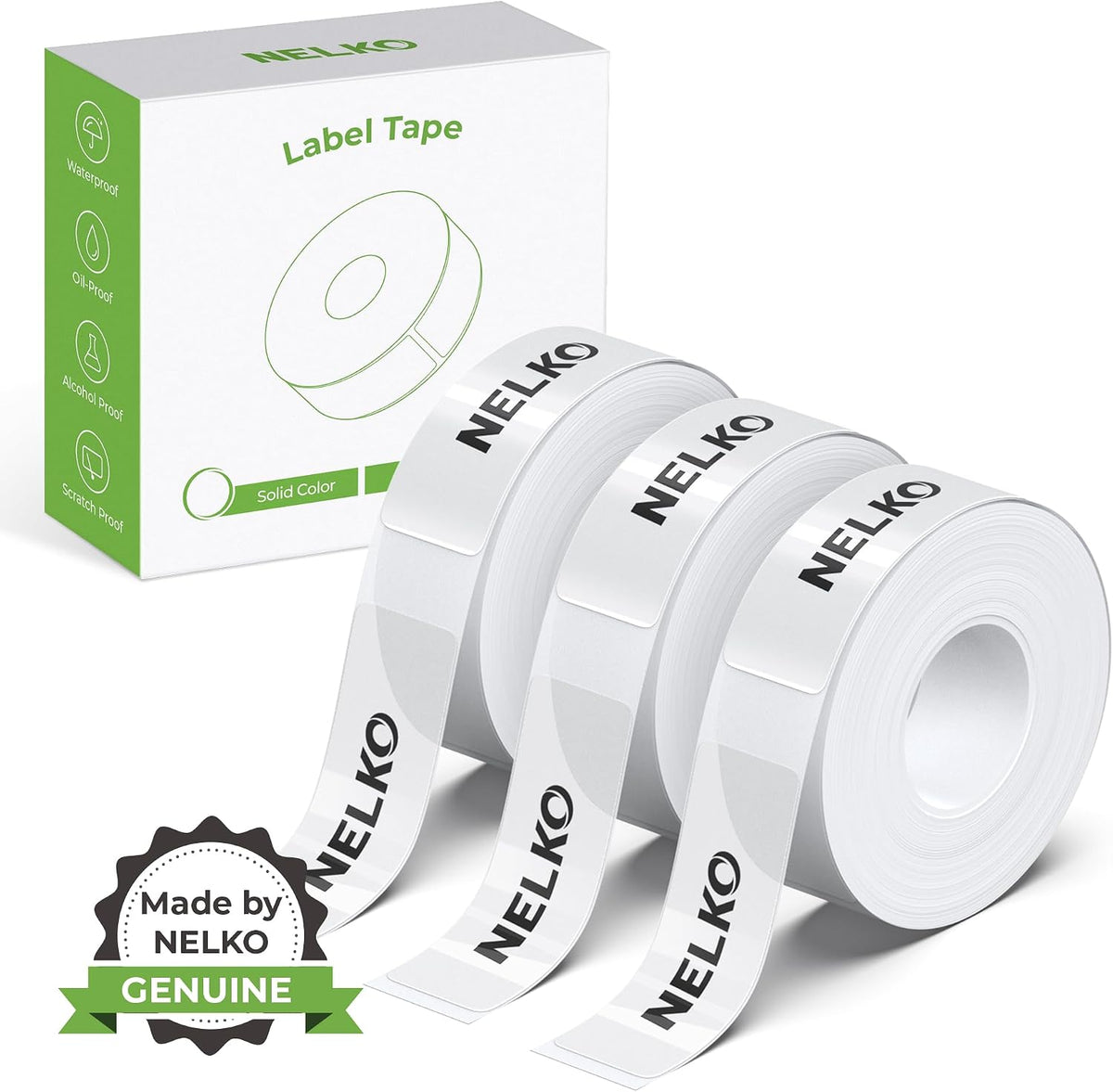 NELKO Genuine P21 Label Maker Tape, Adapted Label Print Paper, 14x40mm (0.55"x1.57"), Standard Laminated Office Labeling Tape Replacement, Multipurpose of P21, 180 Tapes/Roll, 3-Roll, (Transparent) MegaBDM