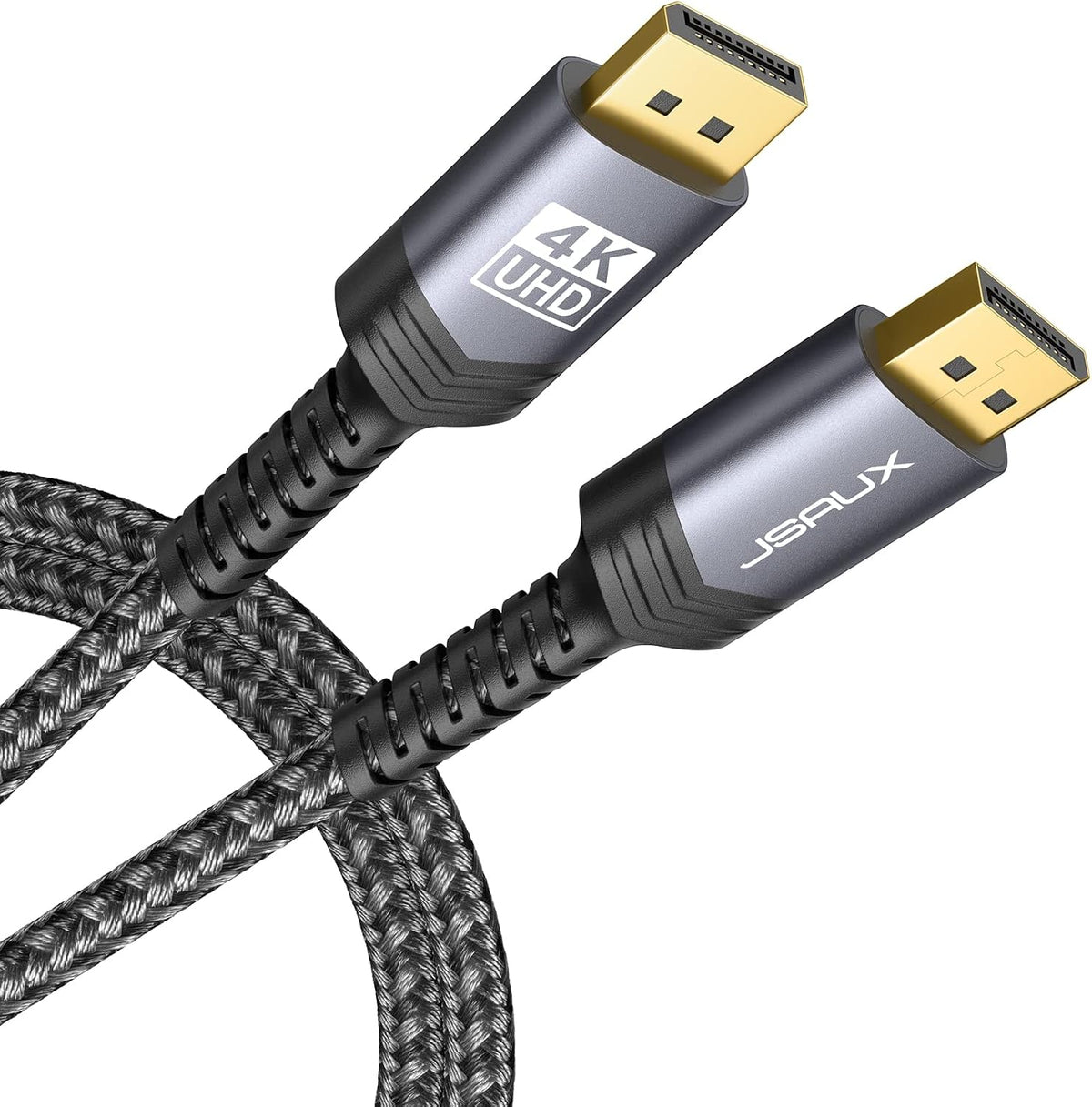 JSAUX DisplayPort Cable 2M, DP Cable (4K@60Hz,2K@165Hz,2K@144Hz), Display Port to Display Port Cable Nylon Braided Compatible with Laptop, PC, TV, Gaming Monitor, ect - Grey MegaBDM