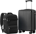 COOLIFE Cabin Suitcase 55X40X20cm + 20L Cabin Backpack(40X25X20cm) for Ryanair & EasyJet, ABS Hard Shell Lightweight, 4 Dual Wheels & TSA Lock - for Europe, Business, Study Abroad | Carry On Suitcase MegaBDM