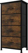 YITAHOME Small Chest of Drawers with 4 Drawers, Fabric Dressers with Easy Pull Handle,Sturdy Steel Frame,Storage Drawers for Bedroom,Rustic Brown MegaBDM