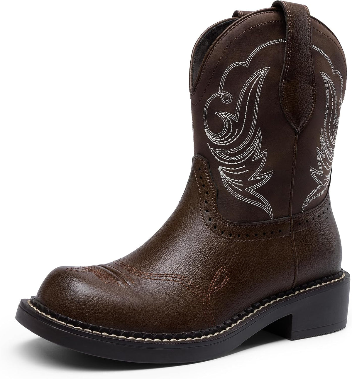 DREAM PAIRS Cowboy Cowgirl Boots for Women, Round Toe Embroidered Mid Calf Western Boots for Country Concerts, Rodeos, and Casual Outings MegaBDM