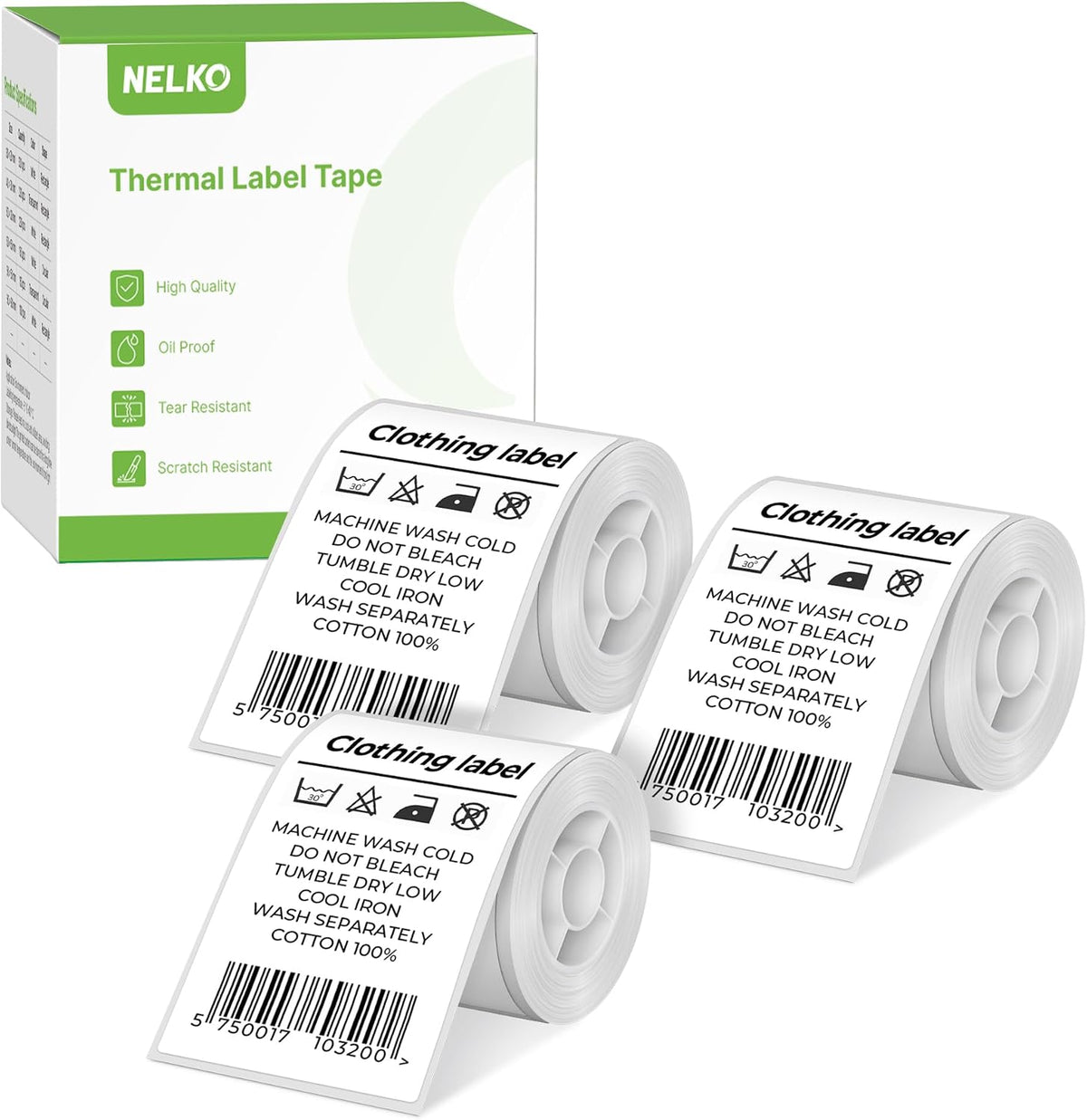 Nelko PM220 Thermal Labels, 2'' x 3.15'' (50x80mm) Waterproof Multi-Purpose Sticker Tape, 3 Roll of 100 White Self-Adhesive Thermal Paper MegaBDM