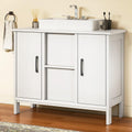 YITAHOME Under Sink Cabinet, Floorstanding Bathroom Cabinet with 2 Doors, Bathroom Vanity with Shelf, Sink Storage Cupboard for Baths, Apartment, Rental Units, White MegaBDM