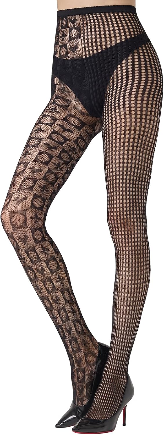 MANZI Patterned Fishnet Tights Women Fancy Floral Net Stockings Halloween Party Fashion MegaBDM