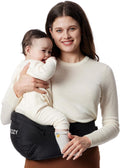 Momcozy CPC-Certified Baby Hip Carrier - Adjustable Waistband with Original 3D Belly Protector, Ergonomic Carrier with Various Pockets for Newborns & Toddlers up to 45lbs (Black, Large) MegaBDM