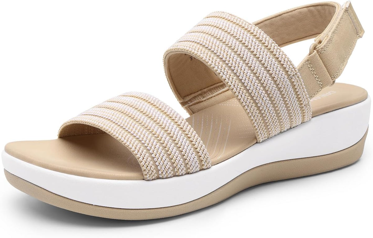 DREAM PAIRS Women's Walking Sandals Lightweight Soft Footbed Low Wedge Comfort Indoor Outdoor Flat Sandals MegaBDM