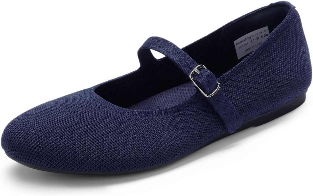 DREAM PAIRS Women's Mary Jane Ballet Flat Shoes Dressy Foldable Knit Flats with Arch Support Comfortable for Casual Work Office MegaBDM