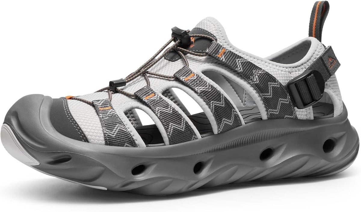 NORTIV 8 Water Shoes Hiking Sandals for Men | Unisex Wide Toe Box Cushion EVA Sole Closed Toe Arch Support Quick-Dry Outdoor Walking Sandals for Travel Trail MegaBDM