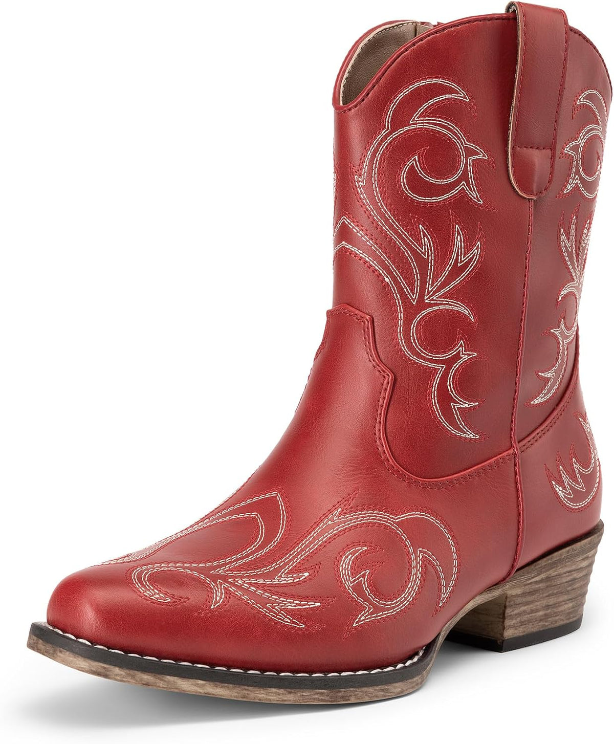 DREAM PAIRS Women's Cowboy Cowgirl Western Boots Embroidered Stitched Ankle Boots Square Toe Chunky Heel Fashion Short Booties with Zipper MegaBDM