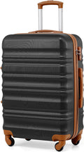 COOLIFE 24 Inch Medium Suitcase – Hard Shell Lightweight ABS+PC Luggage with 360° Silent Wheels & TSA Lock for Studying Abroad, Cruises & International Travel,Apricot Black MegaBDM