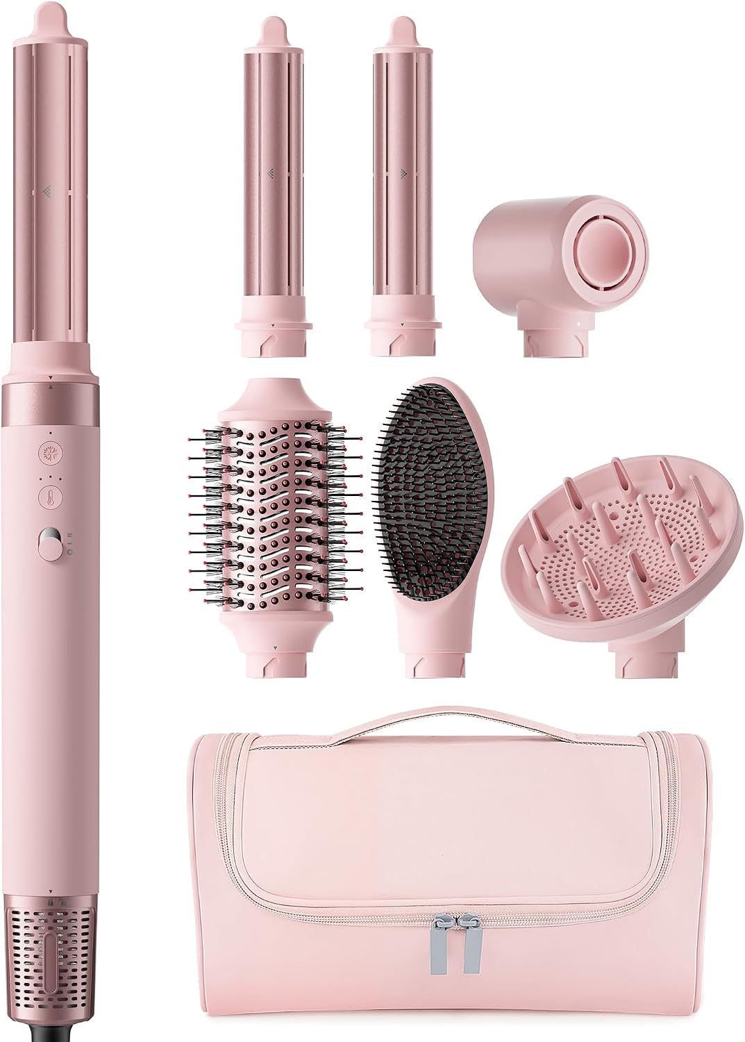 MESCOMB 6-in-1 Air Styler - Hair Dryer Brush with Auto-Wrap Curlers, Diffuser, Volumising Brush & Smoothing Comb, Multi Hair Styler for Drying, Curling, Straightening & Blowouts with Storage Box MegaBDM
