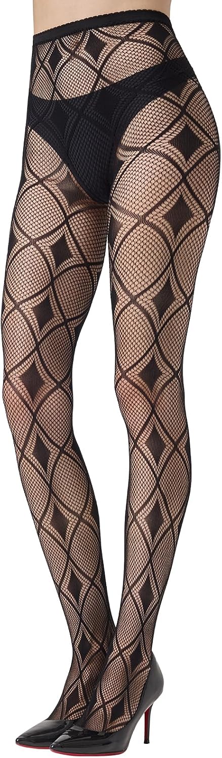 MANZI Patterned Fishnet Tights Floral Net Stockings | Halloween Party Fashion Fishnet Tights MegaBDM