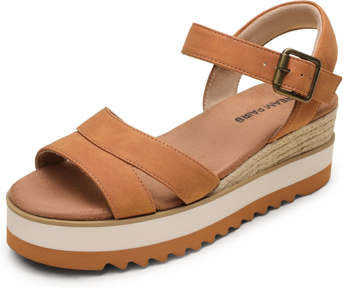 DREAM PAIRS Wedge Sandals for Women Espadrille Platform Sandals Open Toe Ankle Strap Low Wedges Heel Comfortable Sandals for Summer MegaBDM