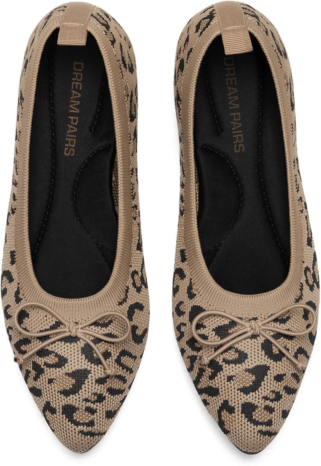 DREAM PAIRS Women's Ballet Knit Flats Foldable Pointed Toe Comfortable Dressy Flat Shoes with Bow-Knot Casual Business Work Office MegaBDM