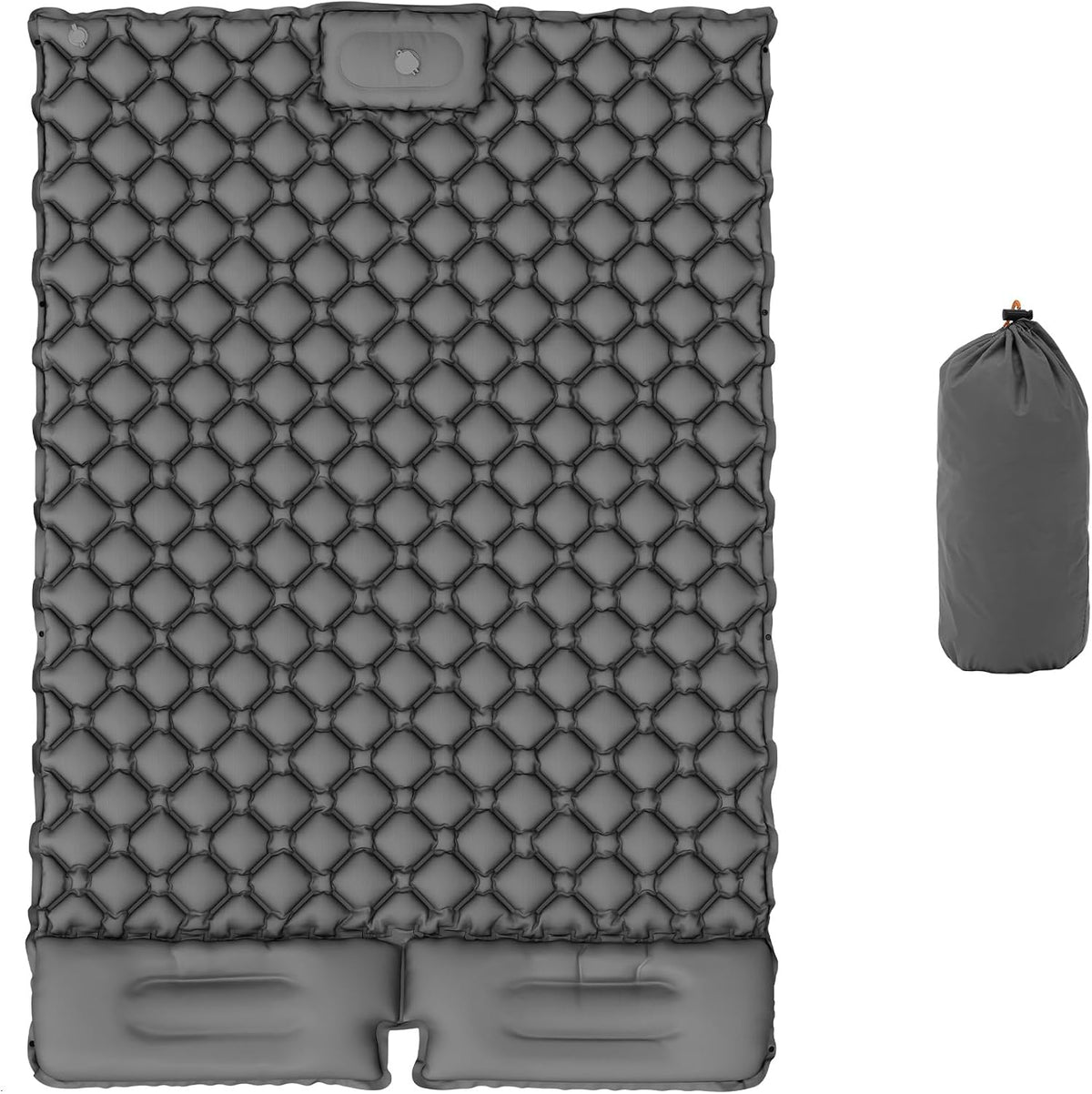 YITAHOME Inflating Sleeping Pad Double,Camping Mat with Built-in Foot Pump,Built-in Pump Bag Large Pillow,Durable Compact Waterproof for Camping, Backpacking, Hiking, Tent Trap Traveling(Light Grey) MegaBDM