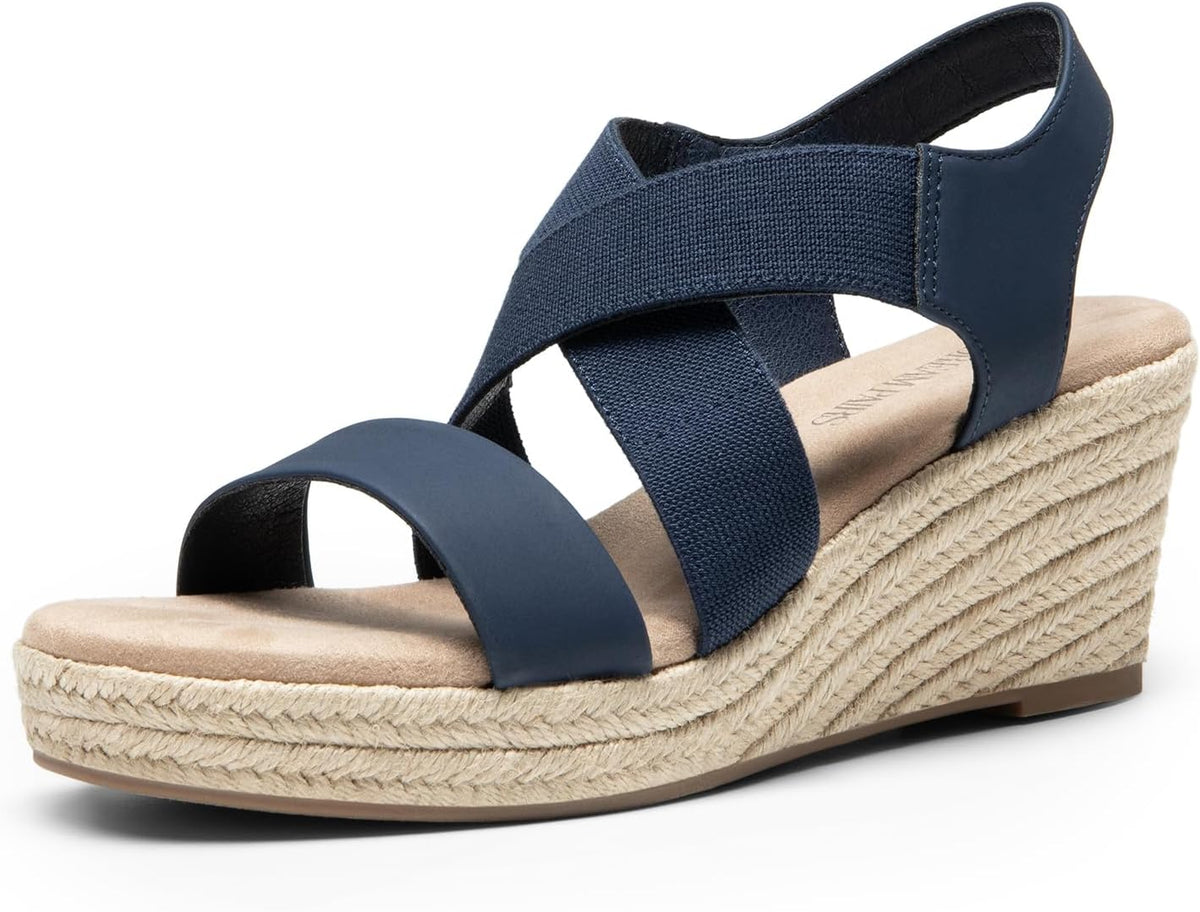DREAM PAIRS Womens Platform Espadrilles Wedge Sandals, Slip on Elastic Ankle Strap Sandals for Women Casual Dressy Summer MegaBDM