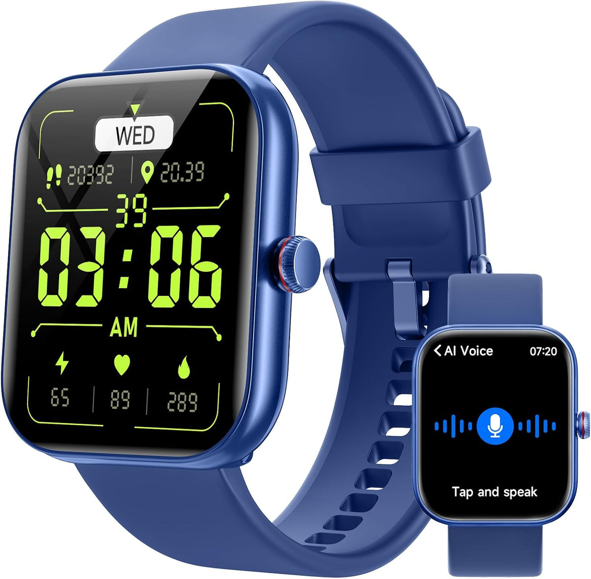 Smart Watch for Men Women, Answer/Make Calls,Smart Watches for iPhone/Samsung/Android, Alexa Built-in,Fitness Watch with Heart Rate Sleep SpO2 Monitor,IP68 Waterproof, 100+ Sports-Deep Blue MegaBDM