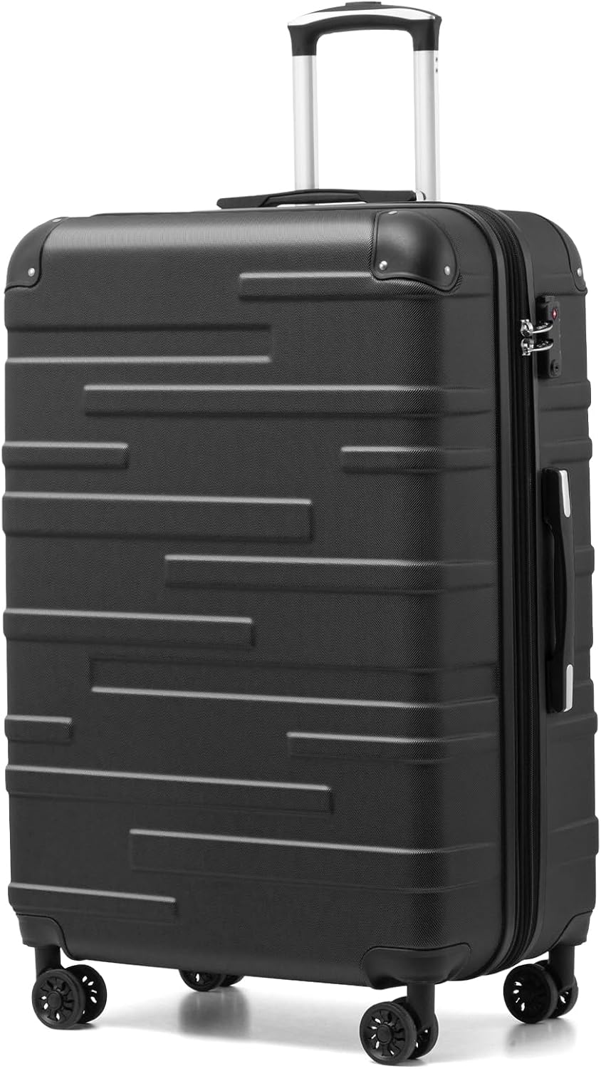 COOLIFE Hard Shell Suitcase with TSA Lock and 4 Spinner Wheels Lightweight Durable (Grey, L(77cm 93L)) MegaBDM