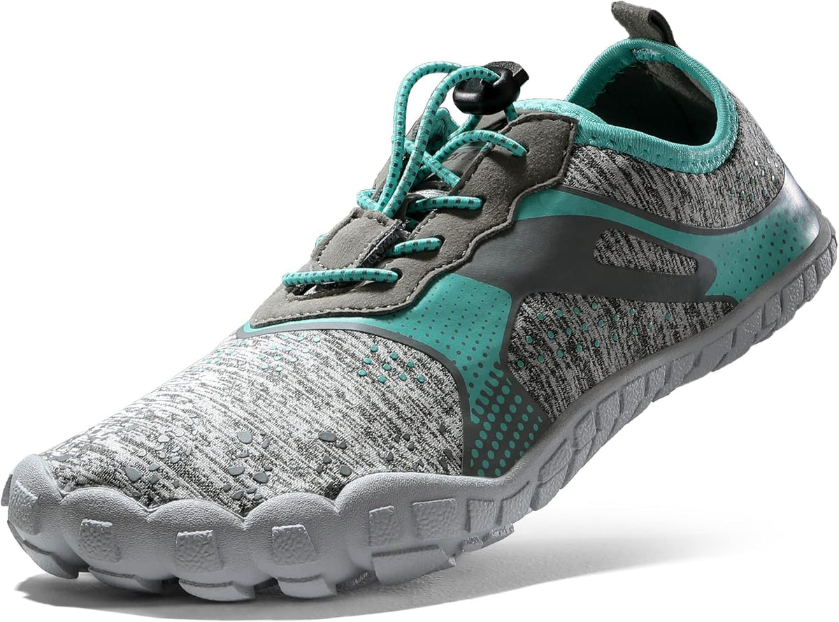 NORTIV 8 Women's Water Shoes Barefoot Quick-Dry Beach Swim Sports Pool Non-Slip Breathable Aqua Shoes Kayaking Surfing Treklady,Size 5.5,Light/Grey/Mint/Green,TREKLADY-2 MegaBDM