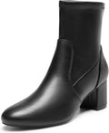 DREAM PAIRS Women's Fashion Short GoGo Boots Almond Toe Chunky Heel Ankle Boots MegaBDM