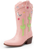 DREAM PAIRS Girls Cowboy Boots Cowgirl Mid Calf Western Boots with Low Heel Square Toe for Little Kid/Big Kid MegaBDM
