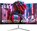 24.5 Inch Curved Gaming Monitor, Built-in Speakers, 120Hz, 1920x1080P Full HD, 98% sRGB, 3000R Curvature, HDMI & VGA Ports, White PC Monitor MegaBDM