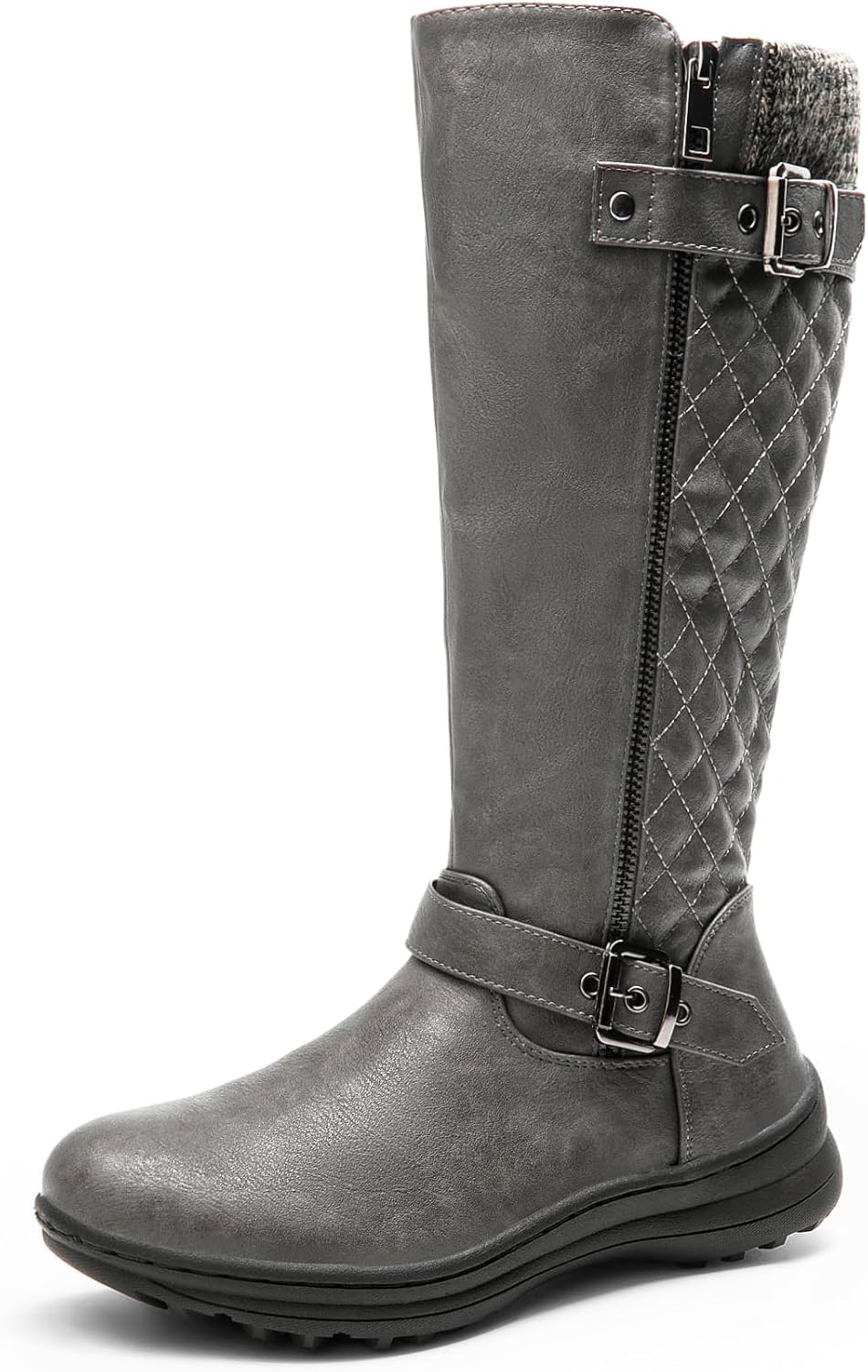 DREAM PAIRS Women's Faux Fur Knee High Boot Round Toe Fall Winter Boots MegaBDM
