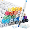 Ohuhu Alcohol Markers Supreme Brush & Chisel, 36 +1 Colours | Seamless Blending Ink, Refillable Dual Tips, Colouring Pens for Adults Artists Professionals Drawing, Sketching MegaBDM
