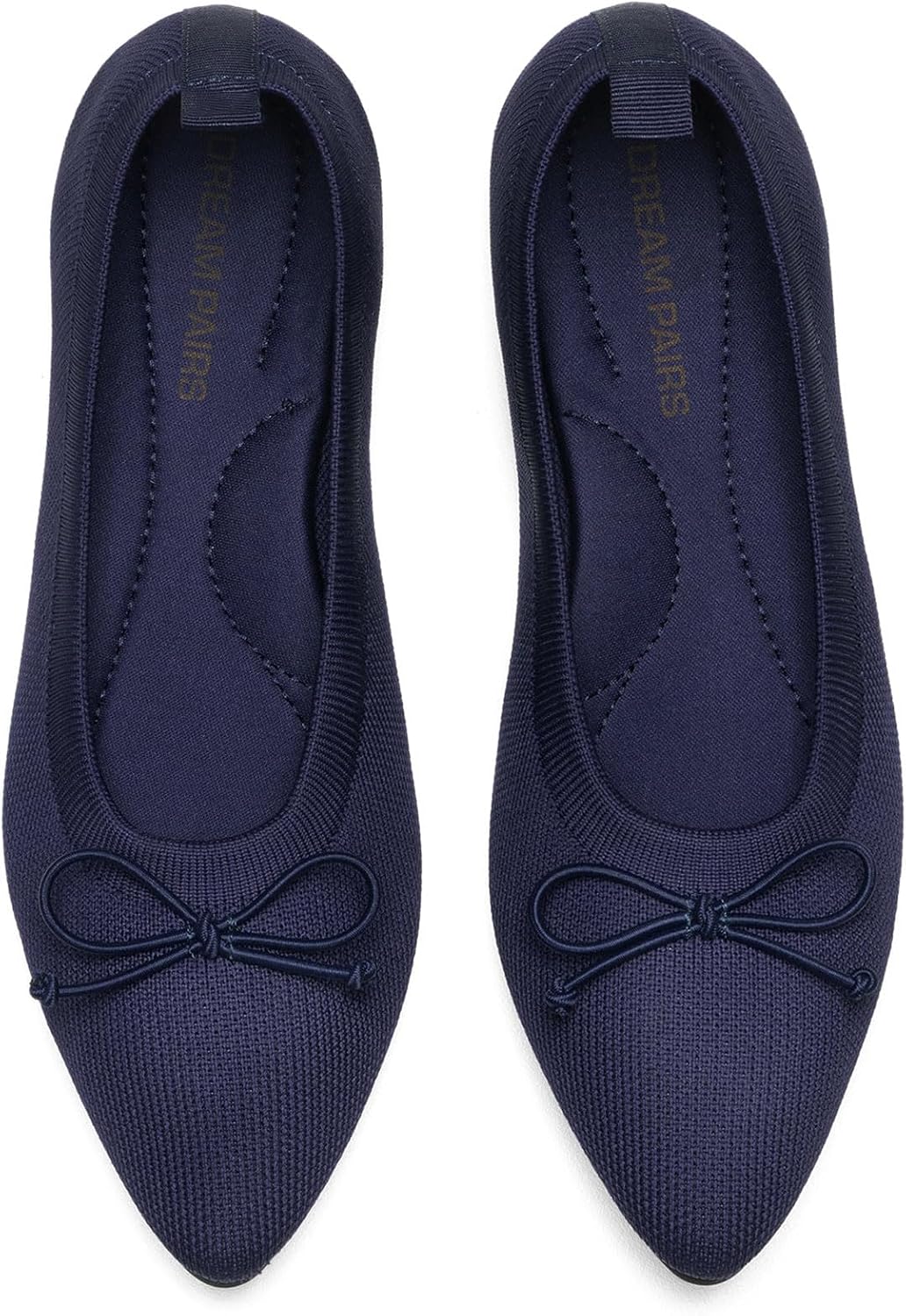 DREAM PAIRS Women's Ballet Knit Flats Foldable Pointed Toe Comfortable Dressy Flat Shoes with Bow-Knot Casual Business Work Office MegaBDM