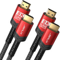 JSAUX 8K HDMI Cable 7.5M 2-Pack | HDMI 2.1 High Speed Cable | 4K@120Hz 144Hz, 8K@60Hz, HDR 10, 48Gbps, HDCP 2.2&2.3, DTS:X, eARC Compatible With Laptop, Monitor, TV, Dolby, PS5, PS4 - Red MegaBDM