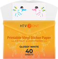 HTVRONT Printable Vinyl for Inkjet Printer & Laser Printer, 40 Pcs Glossy Sticker Paper for Printers, Waterproof & Dry Quickly Printable Vinyl Sticker Paper for HP, Epson and Other Printers - 8.5"x11" MegaBDM