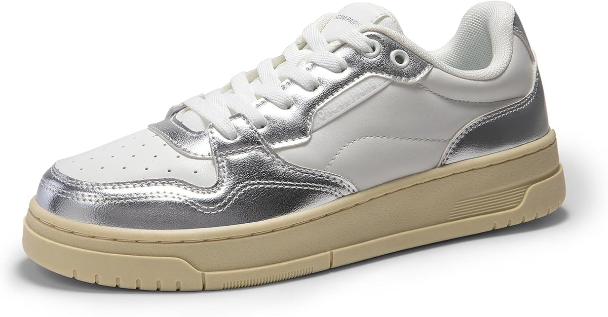 DREAM PAIRS Women's Fashion Court Sneakers Walking Shoes Comfortable Low-Top Lace-Up Casual Classic Athletic Skateboard Sneakers MegaBDM