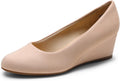 DREAM PAIRS Women's Low Wedges Heels Closed Round Toe Pumps Comfortable Slip On Dress Work Wedding Shoes MegaBDM