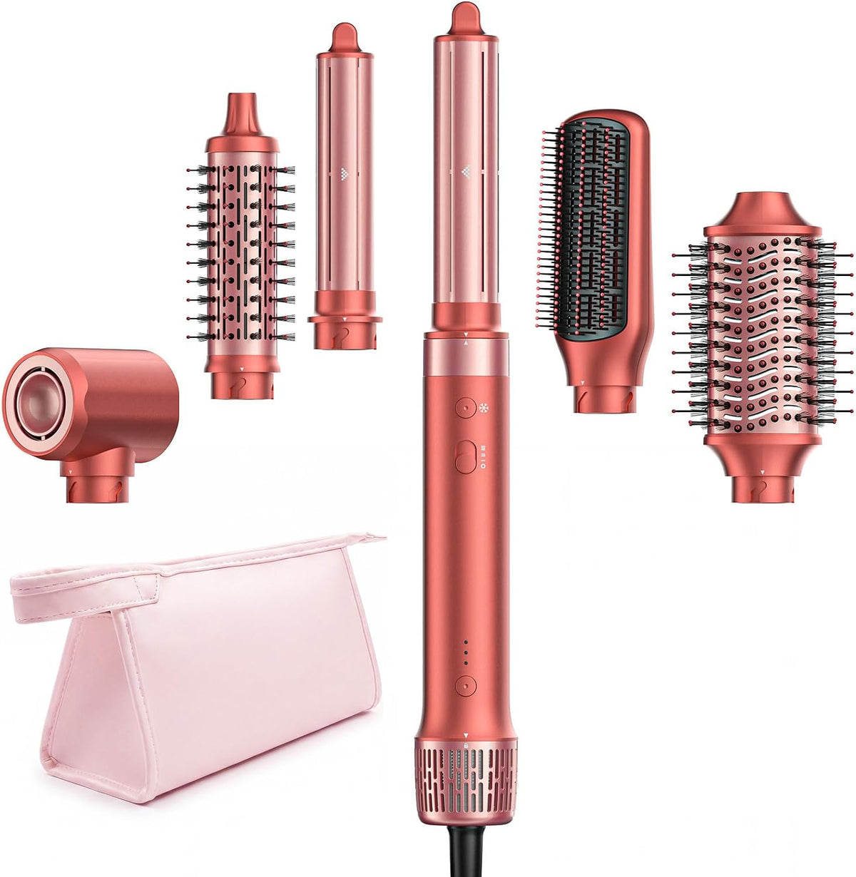 HITTIONA 6 in 1 Air Styler - Hair Dryer Brush with Auto-Wrap Curlers, No Heat Damage, Multi Hair Styler for Drying, Curling, Straightening & Blowouts with Storage Bag, Perfect as a Gift MegaBDM