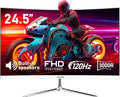 Gawfolk 24 Inch Curved Gaming Monitor, Built-in Speakers, 120Hz, 1920x1080P Full HD, 98% sRGB, 3000R Curvature, HDMI & VGA Ports, White PC Monitor MegaBDM