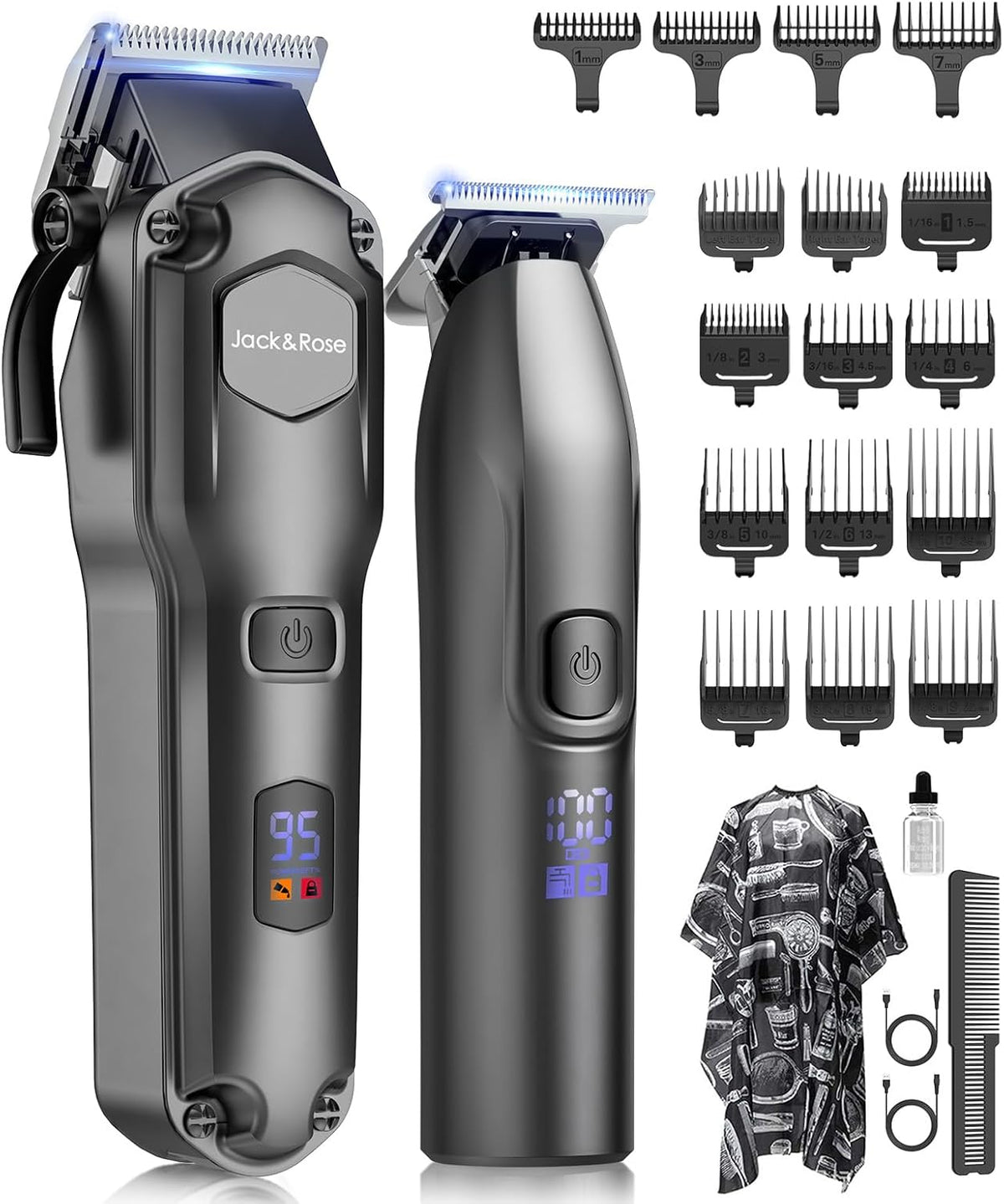Hair Clippers Men&Trimmer Set,Waterproof Clippers for Men Haircut,Black | IPX7 Waterproof,T-Blade,Cordless,4H Long Runtime,6800RPM Powerful Motor,Durable Stainless Steel Blades,LED,0.8–2mm Precision MegaBDM