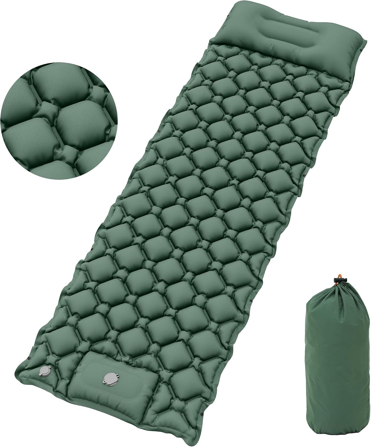 YITAHOME Camping Mat, Ultralight Self Inflating Sleeping Mat with Built-in Pump & Bag, Large Pillow, Portable Camping Mattress Inflatable Waterproof for Outdoor, Camping, Hiking (Spring Green) MegaBDM