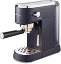 Morphy Richards Compact Espresso Maker, Ground Coffee, Dual Cup, Illuminated Buttons, 1L Water tank, Steam Control, Milk Frother Wand, includes Tamper, Spoon, Stainless Steel, Blue, 172025 MegaBDM